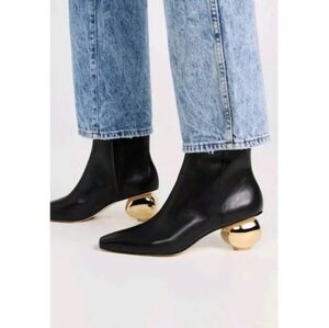 Cult Gaia Black Leather Ankle Boots